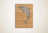 Line Art - Dolfijn vierkant - M - 81x60cm - Eiken - geometrische wanddecoratie