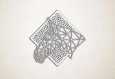 Line Art - Paard 3 met achtergrond - S - 45x46cm - EssenhoutWit - geometrische wanddecoratie