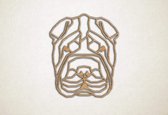 Line Art - Hond - Shar Pei - M - 72x60cm - Eiken - geometrische wanddecoratie