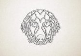 Line Art - Hond - Golden Retriever - M - 60x69cm - EssenhoutWit - geometrische wanddecoratie