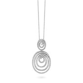 Velini Jewels-P6582W-925 Zilver-ketting +Hanger- gerodineerd gezet met Cubic Zirkonia-45cm + 5cm verlengstuk