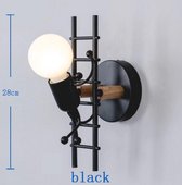 Wandlamp poppetje zwart trap - Figuur - Poppetje - Robot - Cartoon - Mens - Woonkamer - Badkamer - Slaapkamer - Zwart