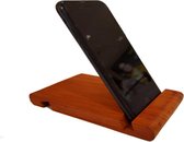Statief smartphone | Telefoonhouder bureau | Exclusief hout: Afrikaans padoek hout | Telefoonstandaard van hout voor op uw bureau of tafel