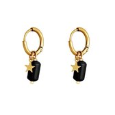 Yehwang - Oorbel -  Oorbel Candy -  Zwart - Black - Earring - Stainless Steel