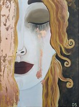 Allernieuwste Canvas Schilderij Gustav Klimt: Gouden Tranen - Poster - Vrouw - Kunst - Modern Graffiti - 50 x 75 cm  Kleur