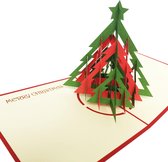 pop-up geometrische kerstboom kaart met envelop  wenskaart kerstkaart ansichtkaarten