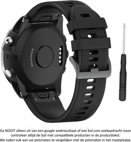 elektrode Email geweten Zwart Siliconen horloge bandje 26mm Quickfit Compatibel voor Garmin Fenix 3  / 3 HR / 3... | bol.com
