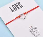 Love armband - relatie - vriendschap - hanger hart / hartje - rood
