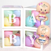 Babyshower Versiering Dozen met 2 Baby Folie Ballonnen|Gender Reveal Pakket|Geboorte Decoratie Jongen en Meisje|Pastel kleur ballonnen