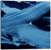 Dibond - Blauwe Verfstreep - 50x50cm Foto op Aluminium (Wanddecoratie van metaal)
