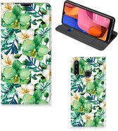GSM Hoesje Geschikt voor Samsung Galaxy A20s Bookcase Cover Orchidee Groen
