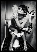 Punt. Poster - Toilet Smoking - 84 X 59.4 Cm - Zwart En Wit