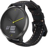 Leer Smartwatch bandje - Geschikt voor  Garmin Vivomove HR leren bandje - zwart - Horlogeband / Polsband / Armband