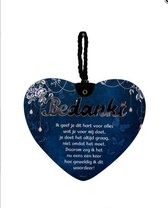 Liefdes hart Bedankt met een pakkende tekst - MDF - 14x17 - Geschenk