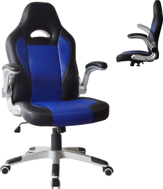Gearceerd Tolk atmosfeer Gamestoel Thomas - bureaustoel - inklapbare armleuning ergonomisch - blauw  zwart | bol.com