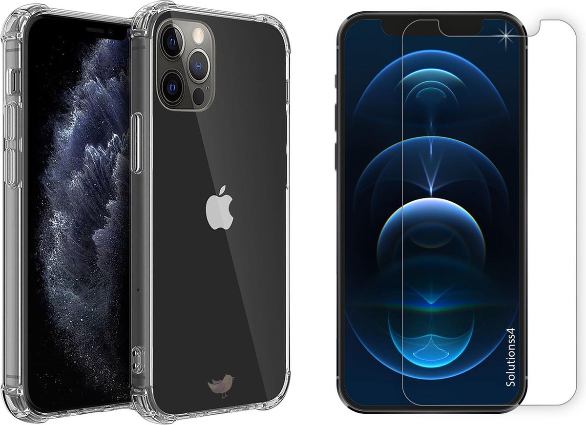 Hoesje geschikt voor iPhone 12 / 12 Pro case siliconen transparant apple hoesjes cover hoes - 2x iPhone 12/12 Pro Screenprotector