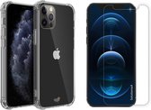 iPhone 12 hoesje en iPhone 12 Pro hoesje case siliconen transparant apple hoesjes cover hoes - 2x iPhone 12/12 Pro Screenprotector