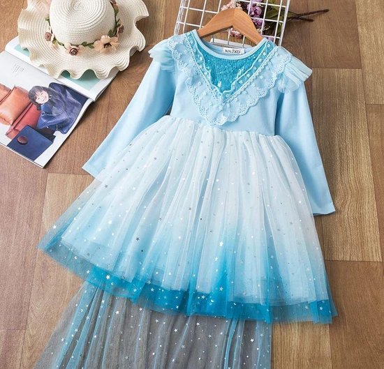 Schattige Blauw princess feest jurk - Princess verjaardag jurk - kerst jurk -... | bol.com