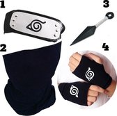 Naruto Hoofdband + Col Sjaal + Darts + Handschoenen - Kakashi - Verkleedkleren - Anime - Hidden Leaf - Carnaval Headband - Merchandise