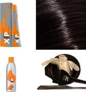 XP100 haarverf pakket kleur 4.35  Middenbruin & Goud & Mahonie (1x 100ML) met 9% waterstof ( 1x 250ML) incl verfbakje, kwast, maatbeker, puntkam en handschoenen