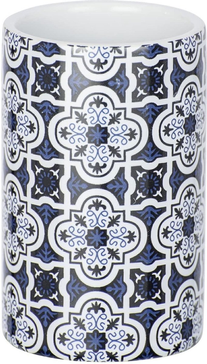 Wenko Badkamerbeker Murcia 11 Cm Keramiek Blauw/wit