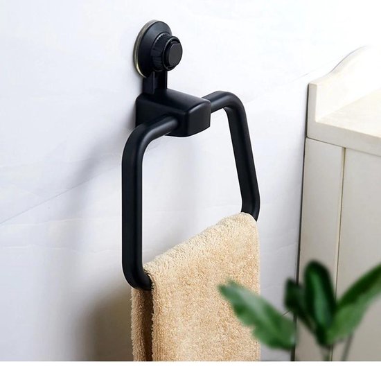 Handdoekrek met zuignap - Handdoekhouder met zuignap - De kleur is zwart |  bol.com