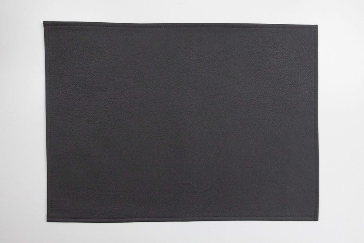 2x Odette Placemats lederlook - Grijs - rechthoek - 45x30cm
