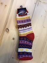 Fleece socks - Huissokken Geel/Rood maat 35-38 Antislip & Warme binnenvoering