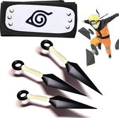 Naruto Kunai Dart Set 3 stuks & Hoofdband - 1 Headband & 3 Darts / Dart Set - Leaf Village Hoofdband - Konoha Darts - Anime - Carnaval - Kakashi - Merchandise