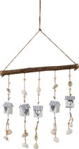J-Line Hanger Strandhuis Metaal Wit/Blauw Set van 2 stuks