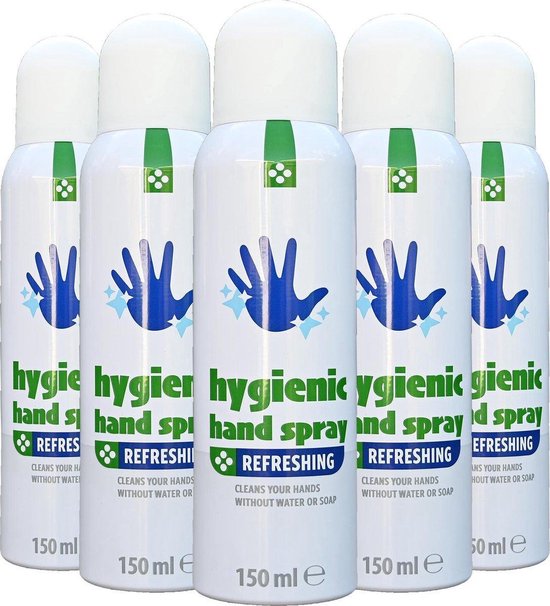 5 x Hygiënische handspray Schone handen zonder water en zeep Spray voor handen bol