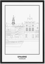 SKAVIK Spaarne - Haarlem - Poster met houten lijst (zwart) 30 x 40 cm