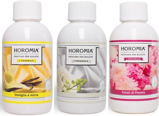 Wasparfum Horomia, set 3 x 250 ml Vaniglia e mirra, White, Petali di peonia