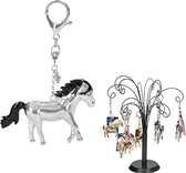 Paarden sleutelhangers - Zilver - Met diamantjes - 8 cm