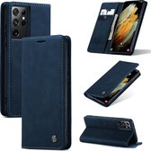 Casemania Hoesje Geschikt voor Samsung Galaxy S21 Ultra Navy Blue - Portemonnee Book Case