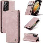 Samsung Galaxy S21 Ultra Hoesje Pale Pink - Casemania Portemonnee Book Case