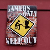 Metalen Bord GAMERS ONLY KEEP OUT Decoratie Mancave Jongenskamer Medium