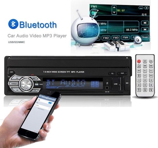 Autoradio TechU ™ T47 avec écran rabattable - 1 Din 7 pouces + Télécommande  -... | bol