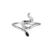 Slang Ring / Zwarte Oogslang - 14K Gold Plated - Snake ring - Zilver