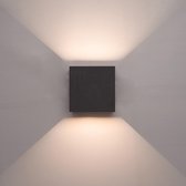 HOFTRONIC™ Wandlamp LED Zwart - Kubus tweezijdig oplichtend - geschikt voor binnen en buiten