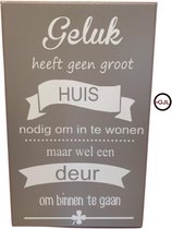 Tekstbord - wandbord Spreukbord Quotebord Nieuw Huis Deur Geluk  Cadeau Geschenk Vaderdag Moederdag Verjaardag Spreuken Spreuk  Quoteborden - Wand - Decoratie - Quote - Bord - Muur