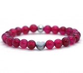 meisjes armband agaat roze 6mm rvs hart - 15 cm Heaven Eleven