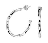 Nana Zilveren Stekeroorringen - Oorbellen Dames - Gedraaide Buis - Zilver 925 - 30mm