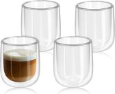 4 x dubbelwandige glazen 350 ml - thermoglazen voor cappuccino latte macchiato thee water cola cocktails - set van 4 koffieglazen borosilicaatglas