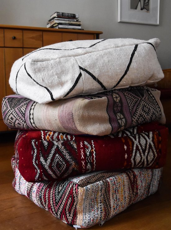 Maak het zwaar vleet knijpen Marokkaanse kelim poef - Bohemian vloerkussen - handgeweven uit natuurlijke  materialen... | bol.com