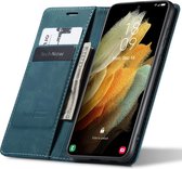 Hoesje geschikt voor Samsung Galaxy S21 Ultra - Book Case Leer Slimline Blauw