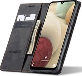 Samsung A12 Hoesje - Samsung Galaxy A12 Book Case Leer Slimline Zwart