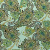 Stof mintgroen satijnkatoen stretch met paisley print