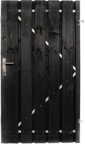 Schuttingdeur tuindeur tuinpoort zwart gespoten inclusief stalen frame en cilinderslot 100 x 180 (rechtsdraaiend)