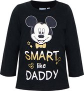 Disney Mickey Mouse Shirt - Lange Mouw - Smart Like Daddy - Zwart/Goud - Maat 86